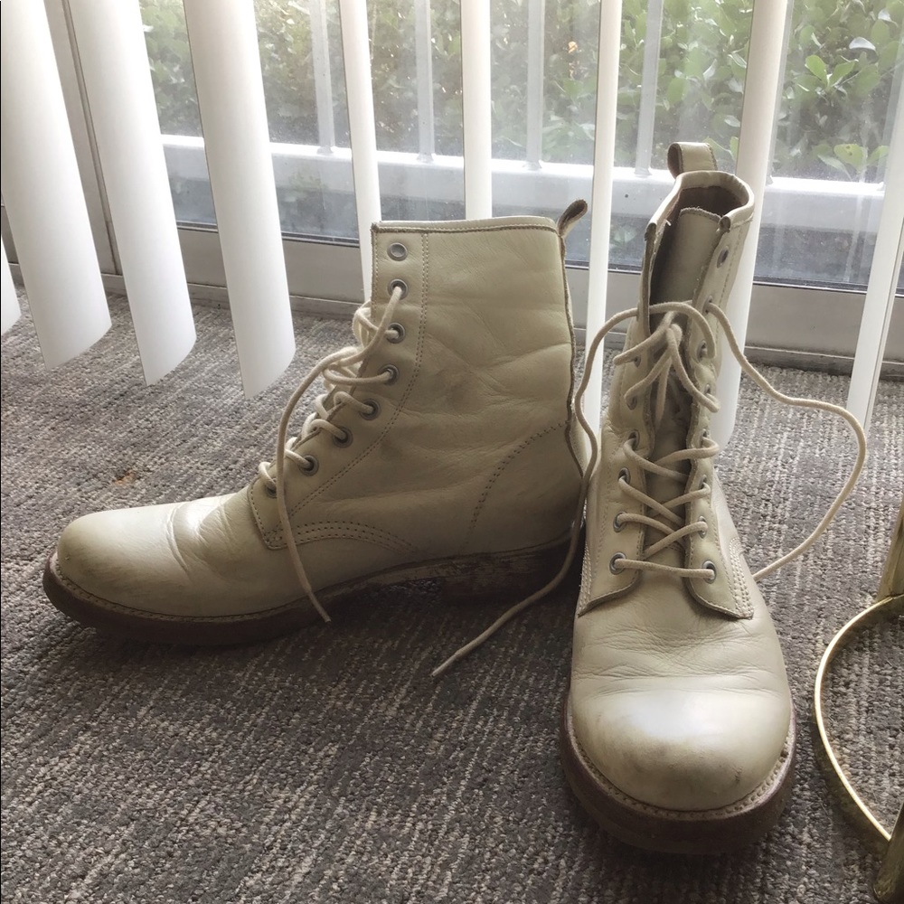 Frye White Leather Boots